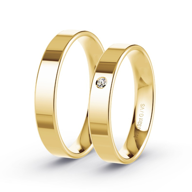 Wedding Rings Yellow Gold - 0.02ct Diamonds - Model N°1001