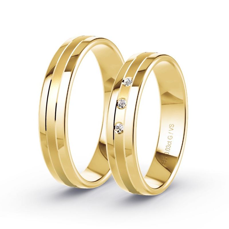 Wedding Rings Yellow Gold - 0.03ct Diamonds - Model N°1006 Wedding Rings Yellow Gold - 0.03ct Diamonds - Model N°1006