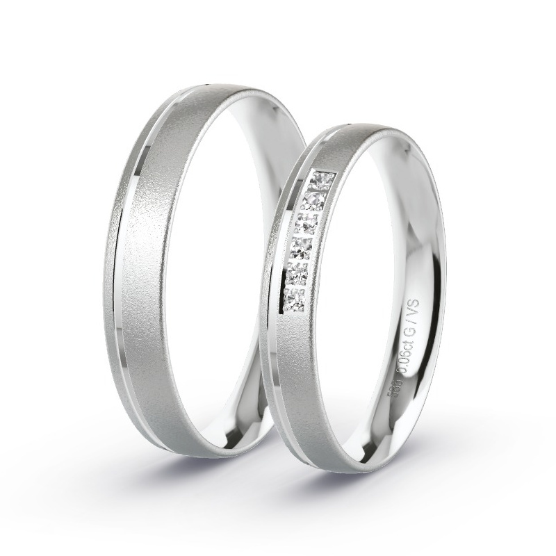 Wedding Rings White Gold - 0.06ct Diamonds - Model N°1008 Wedding Rings White Gold - 0.06ct Diamonds - Model N°1008