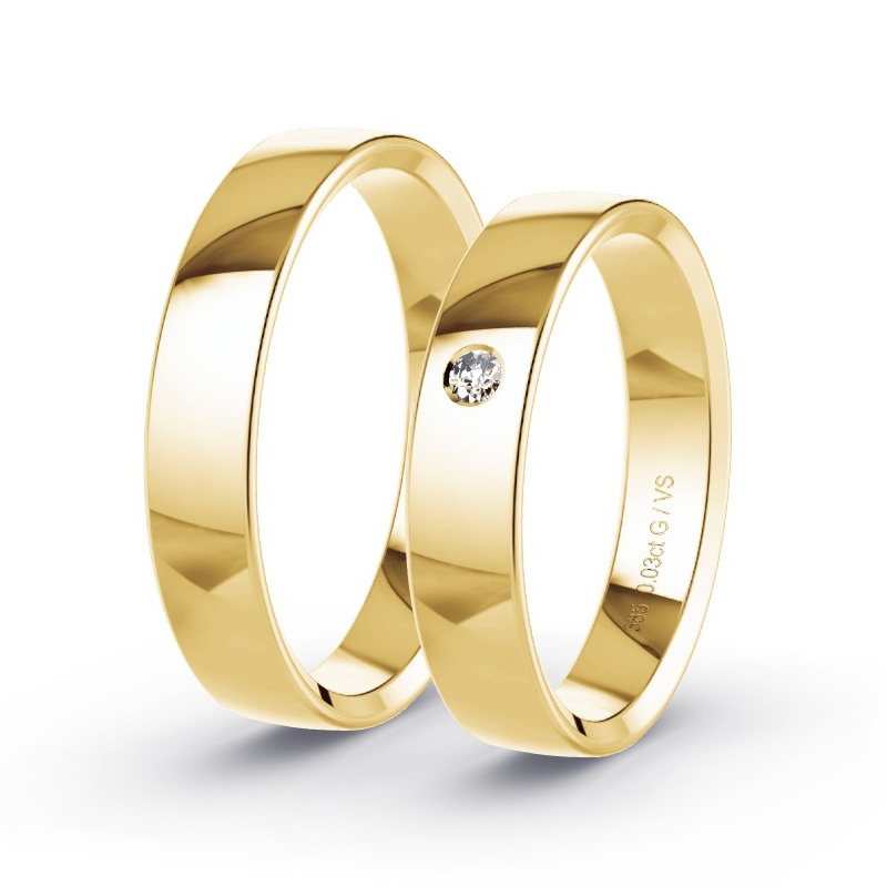 Wedding Rings Yellow Gold - 0.03ct Diamonds - Model N°1009 Wedding Rings Yellow Gold - 0.03ct Diamonds - Model N°1009