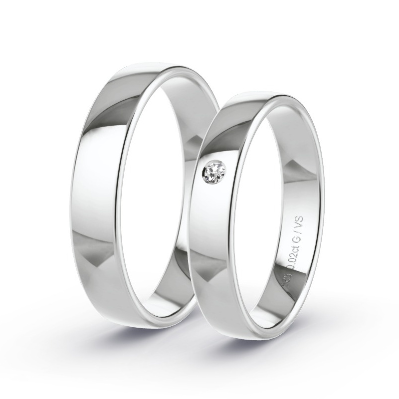Wedding Rings White Gold - 0.02ct Diamonds - Model N°1010 Wedding Rings White Gold - 0.02ct Diamonds - Model N°1010