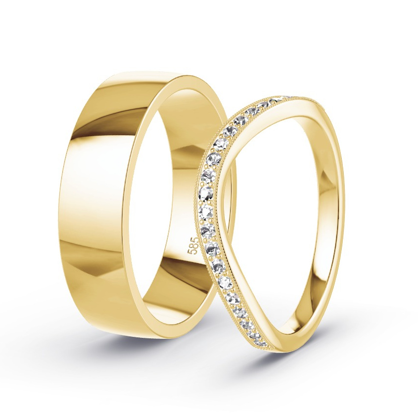 Wedding Rings Yellow Gold - 0.23ct Diamonds - Model N°1036