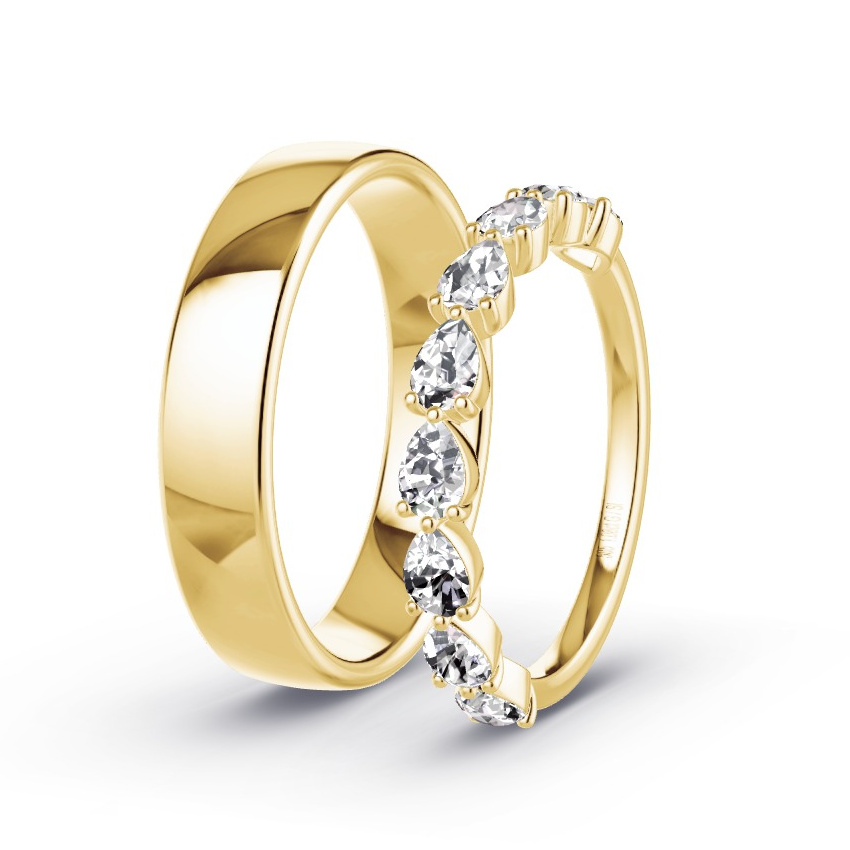 Wedding Rings Yellow Gold - 1.08ct Diamonds - Model N°1070