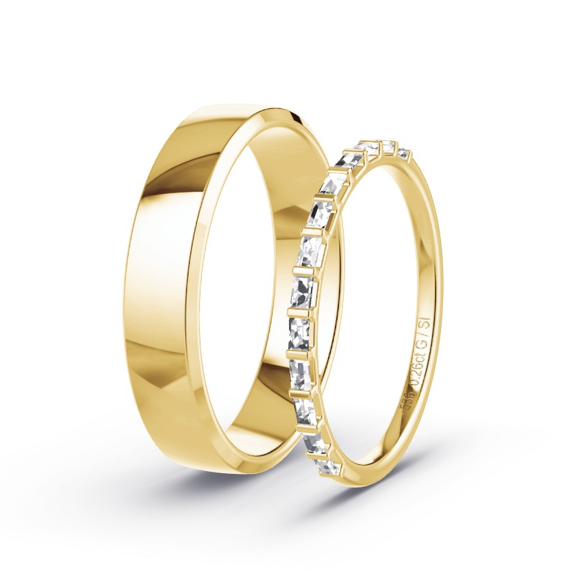 Wedding Rings Yellow Gold - 0.26ct Diamonds - Model N°1071