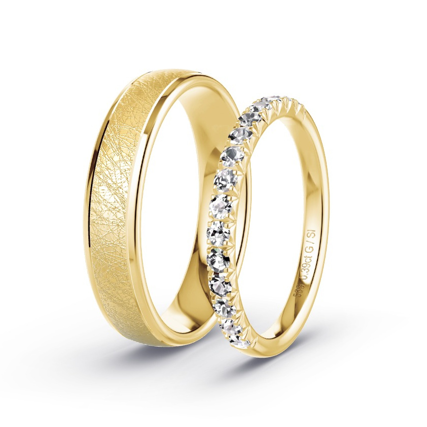 Wedding Rings Yellow Gold - 0.39ct Diamonds - Model N°1079 Wedding Rings Yellow Gold - 0.39ct Diamonds - Model N°1079