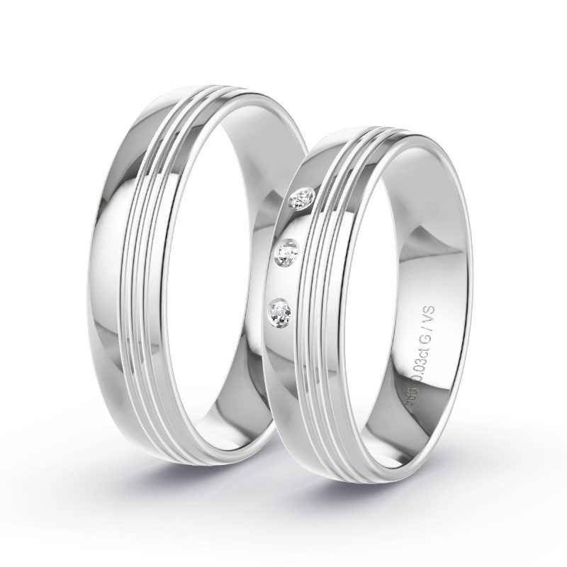 Wedding Rings White Gold - 0.03ct Diamonds - Model N°1101 Wedding Rings White Gold - 0.03ct Diamonds - Model N°1101