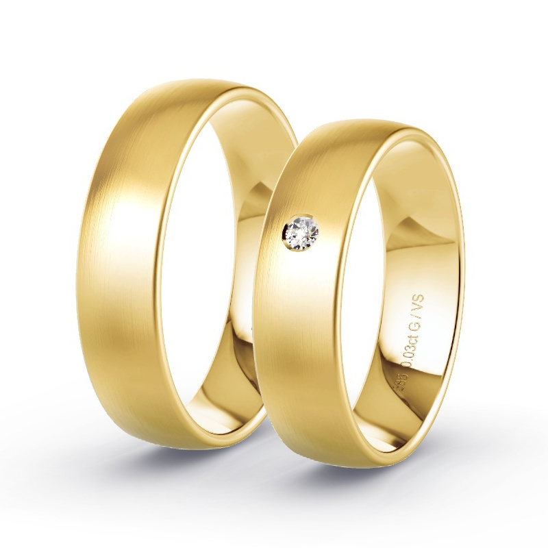 Wedding Rings Yellow Gold - 0.03ct Diamonds - Model N°1108 Wedding Rings Yellow Gold - 0.03ct Diamonds - Model N°1108