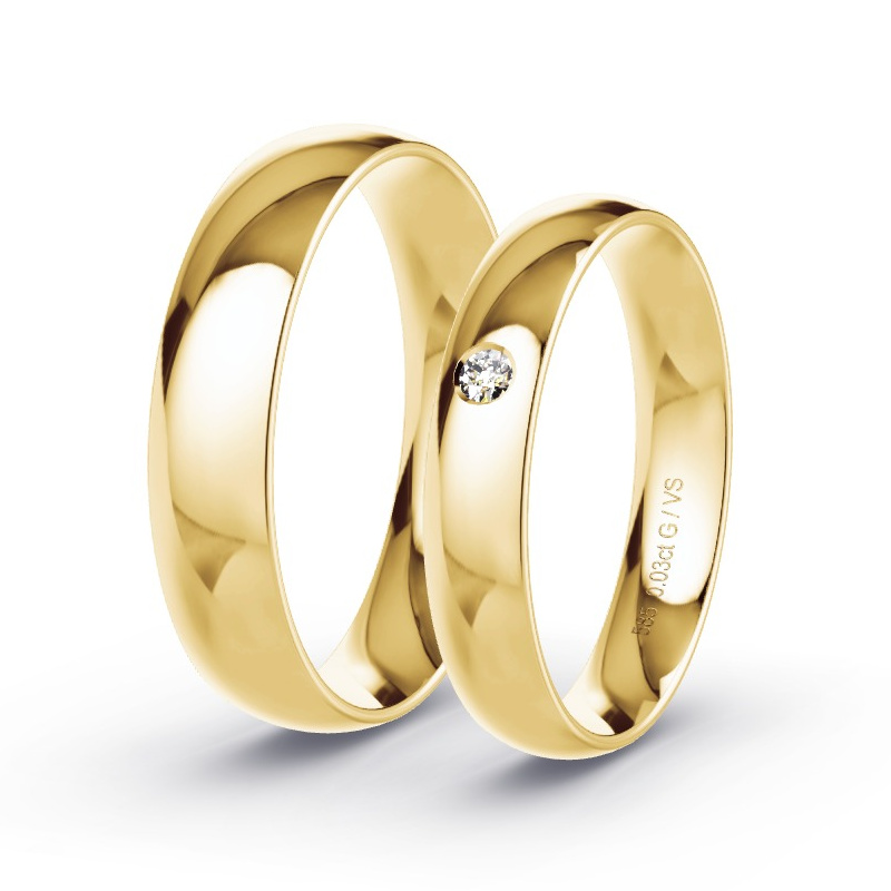 Wedding Rings Yellow Gold - 0.03ct Diamonds - Model N°1110 Wedding Rings Yellow Gold - 0.03ct Diamonds - Model N°1110