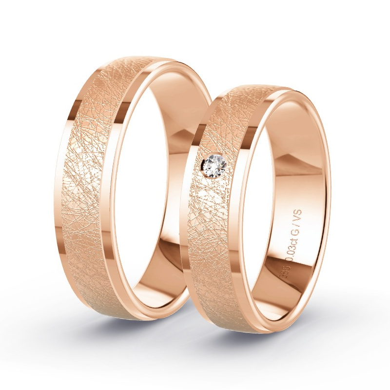 Wedding Rings Rose Gold - 0.03ct Diamonds - Model N°1111 Wedding Rings Rose Gold - 0.03ct Diamonds - Model N°1111