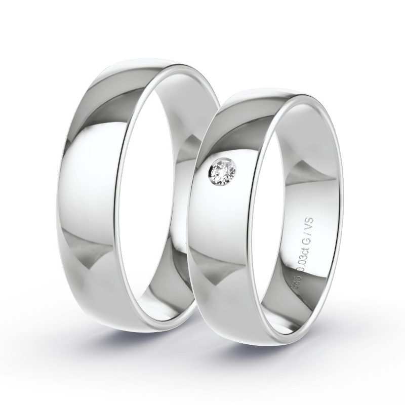 Wedding Rings White Gold - 0.03ct Diamonds - Model N°1112 Wedding Rings White Gold - 0.03ct Diamonds - Model N°1112