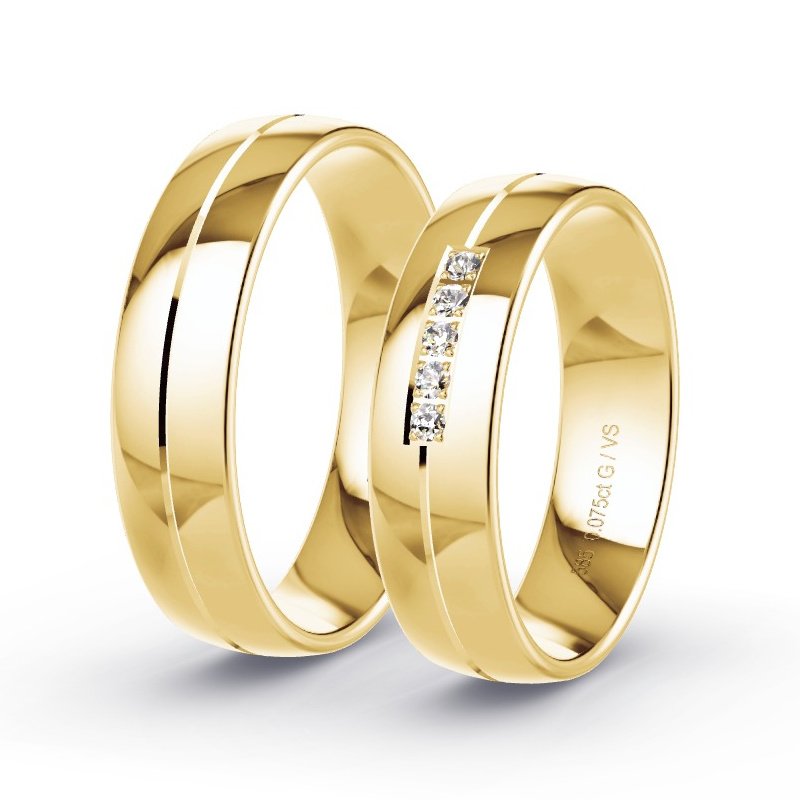 Wedding Rings Yellow Gold - 0.075ct Diamonds - Model N°1201 Wedding Rings Yellow Gold - 0.075ct Diamonds - Model N°1201