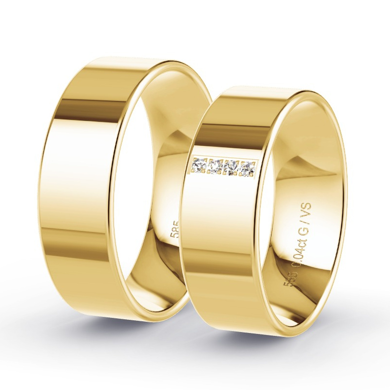 Wedding Rings Yellow Gold - 0.04ct Diamonds - Model N°1203 Wedding Rings Yellow Gold - 0.04ct Diamonds - Model N°1203