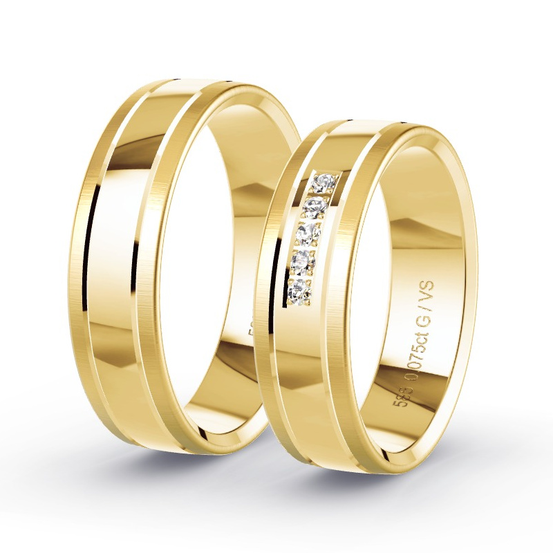 Wedding Rings Yellow Gold - 0.075ct Diamonds - Model N°1206 Wedding Rings Yellow Gold - 0.075ct Diamonds - Model N°1206