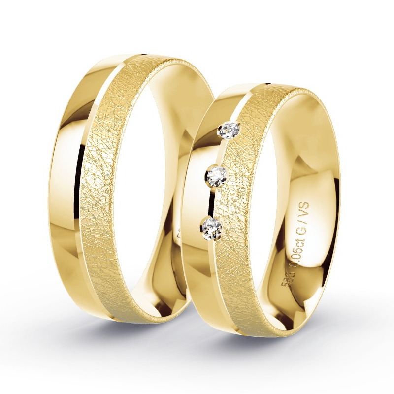 Wedding Rings Yellow Gold - 0.06ct Diamonds - Model N°1303