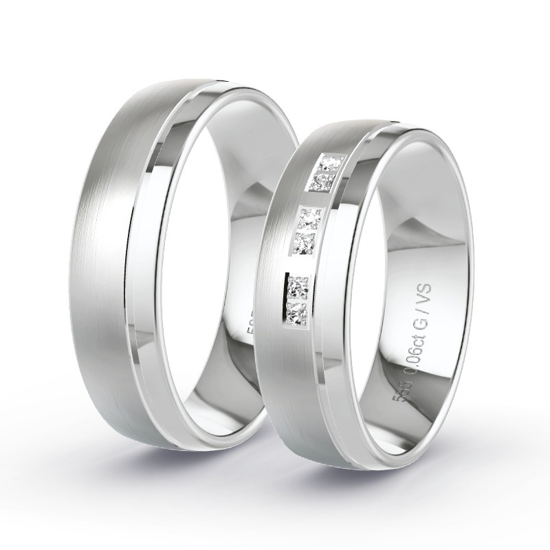 Wedding Rings White Gold - 0.06ct Diamonds - Model N°1304 Wedding Rings White Gold - 0.06ct Diamonds - Model N°1304