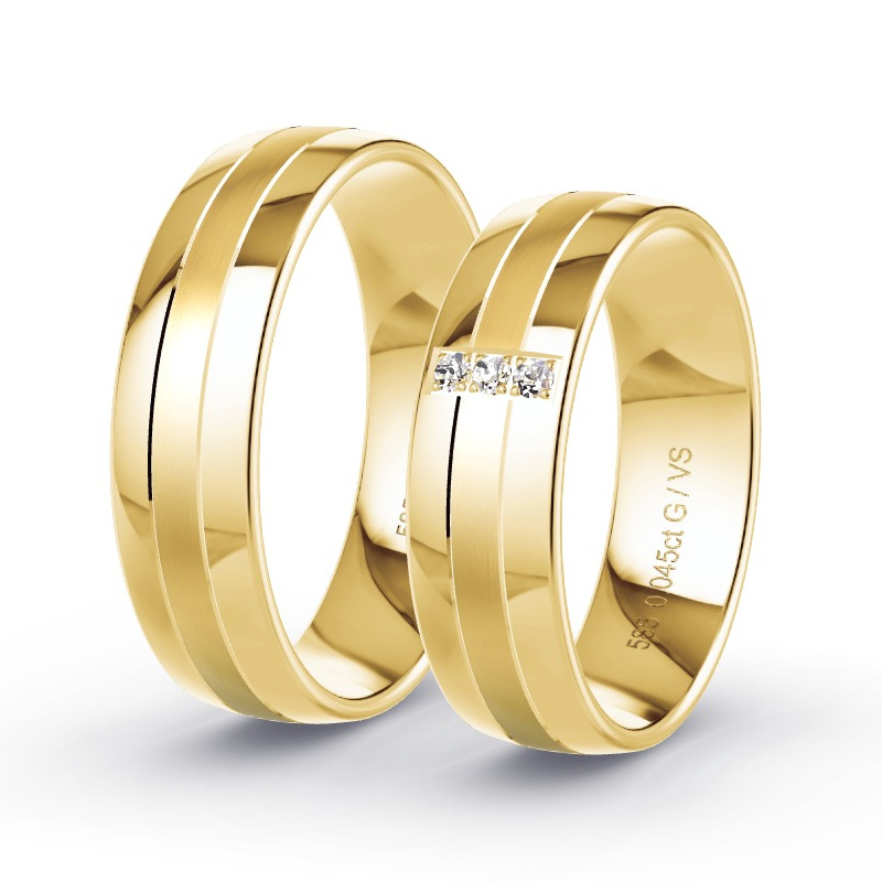 Wedding Rings Yellow Gold - 0.045ct Diamonds - Model N°1310 Wedding Rings Yellow Gold - 0.045ct Diamonds - Model N°1310
