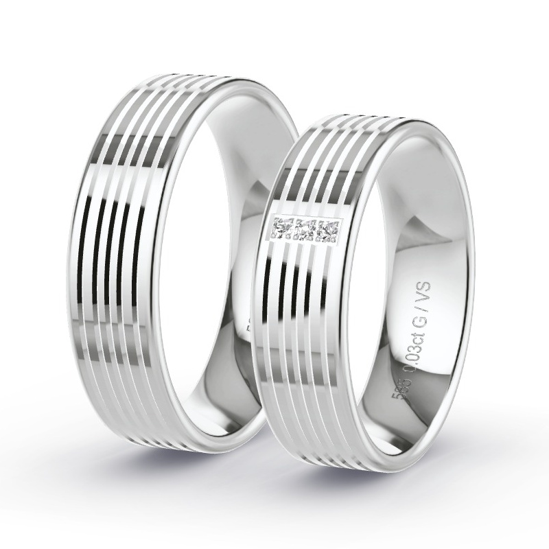 Wedding Rings White Gold - 0.03ct Diamonds - Model N°1403 Wedding Rings White Gold - 0.03ct Diamonds - Model N°1403