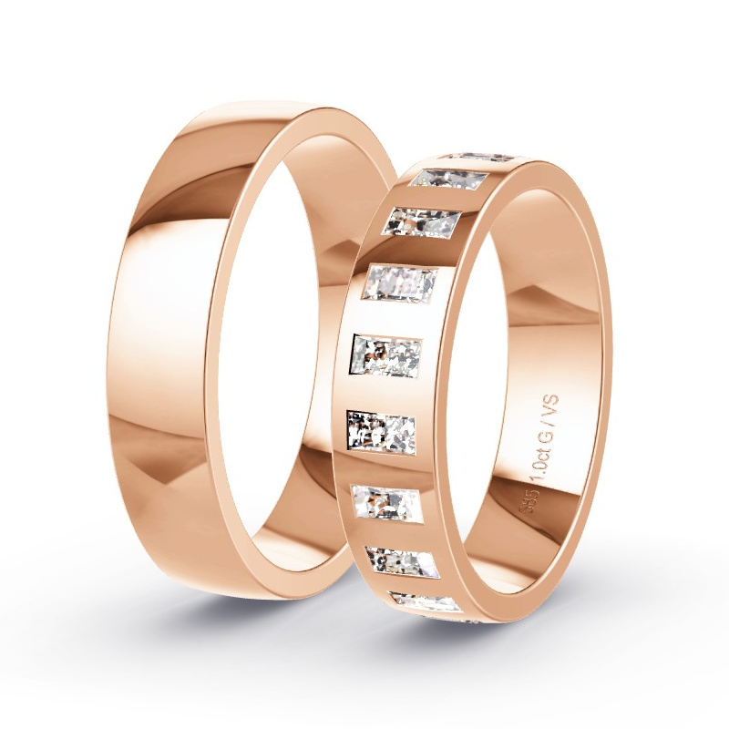 Wedding Rings Rose Gold - 1.00ct Diamonds - Model N°1503 Wedding Rings Rose Gold - 1.00ct Diamonds - Model N°1503