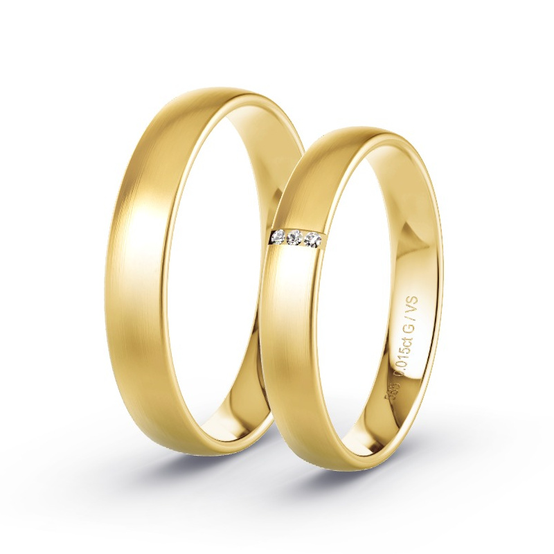 Wedding Rings Yellow Gold - 0.015ct Diamonds - Model N°1602 Wedding Rings Yellow Gold - 0.015ct Diamonds - Model N°1602
