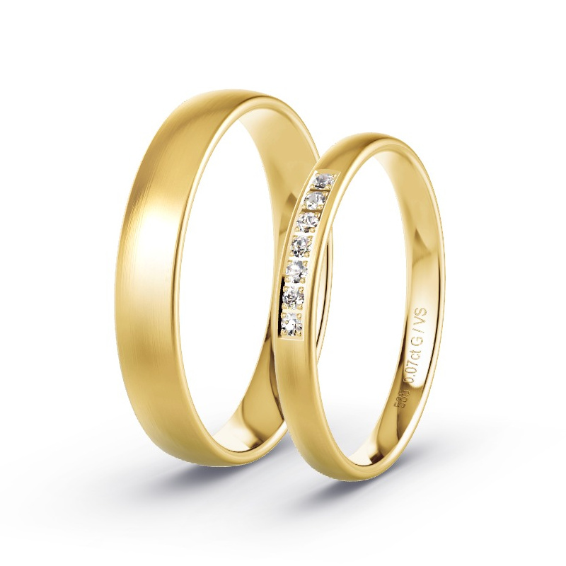 Wedding Rings Yellow Gold - 0.07ct Diamonds - Model N°1604 Wedding Rings Yellow Gold - 0.07ct Diamonds - Model N°1604