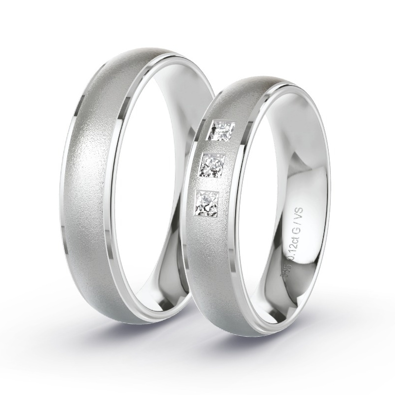 Wedding Rings White Gold - 0.12ct Diamonds - Model N°1609 Wedding Rings White Gold - 0.12ct Diamonds - Model N°1609