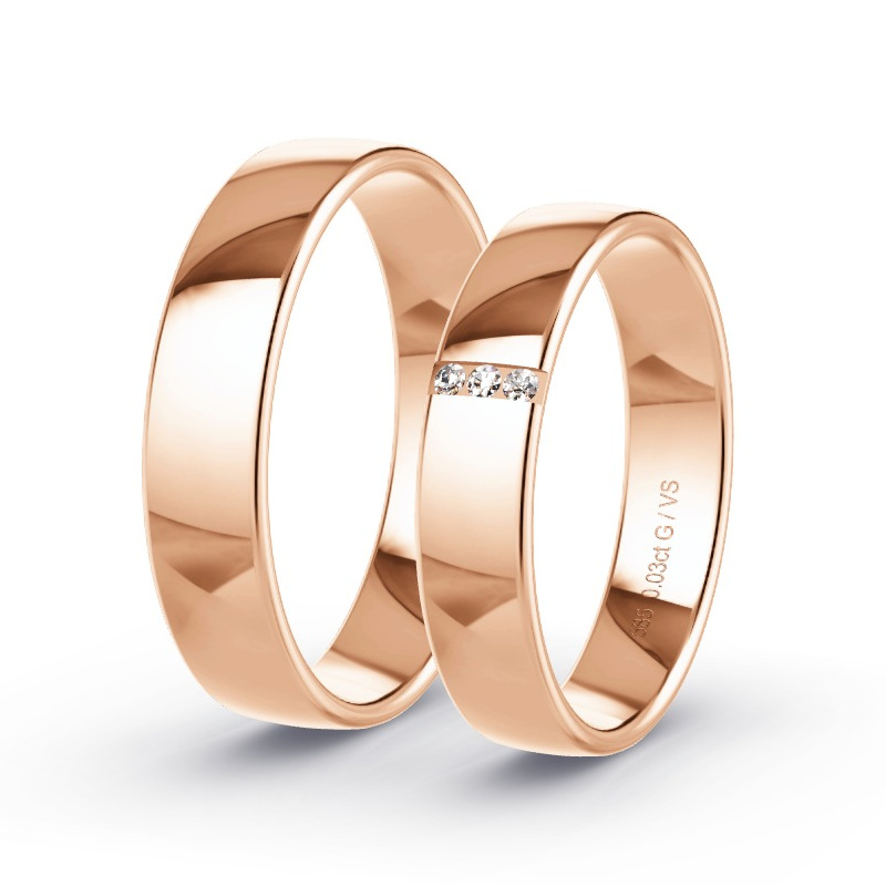 Wedding Rings Rose Gold - 0.03ct Diamonds - Model N°1610 Wedding Rings Rose Gold - 0.03ct Diamonds - Model N°1610