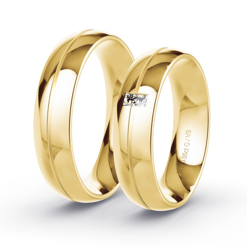 Wedding Rings Yellow Gold - 0.05ct Diamonds - Model N°1611 Wedding Rings Yellow Gold - 0.05ct Diamonds - Model N°1611