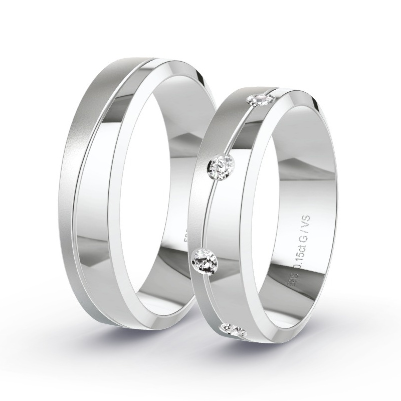 Wedding Rings White Gold - 0.18ct Diamonds - Model N°1624