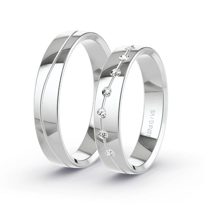 Wedding Rings White Gold - 0.07ct Diamonds - Model N°1629 Wedding Rings White Gold - 0.07ct Diamonds - Model N°1629