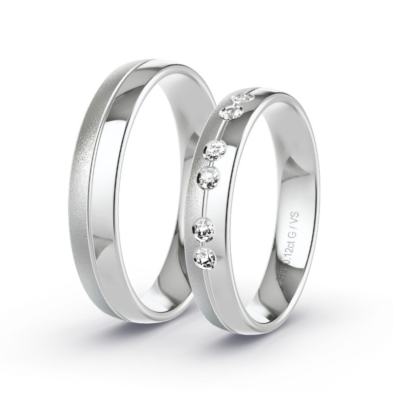 Wedding Rings White Gold - 0.12ct Diamonds - Model N°1631 Wedding Rings White Gold - 0.12ct Diamonds - Model N°1631