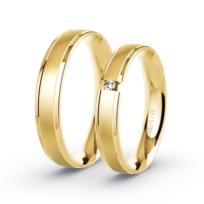 Wedding Rings Yellow Gold - 0.03ct Diamonds - Model N°1635 Wedding Rings Yellow Gold - 0.03ct Diamonds - Model N°1635