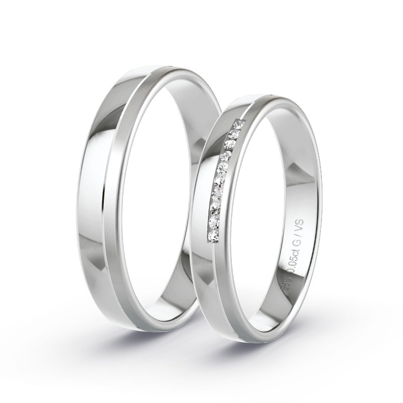 Wedding Rings White Gold - 0.05ct Diamonds - Model N°1637 Wedding Rings White Gold - 0.05ct Diamonds - Model N°1637