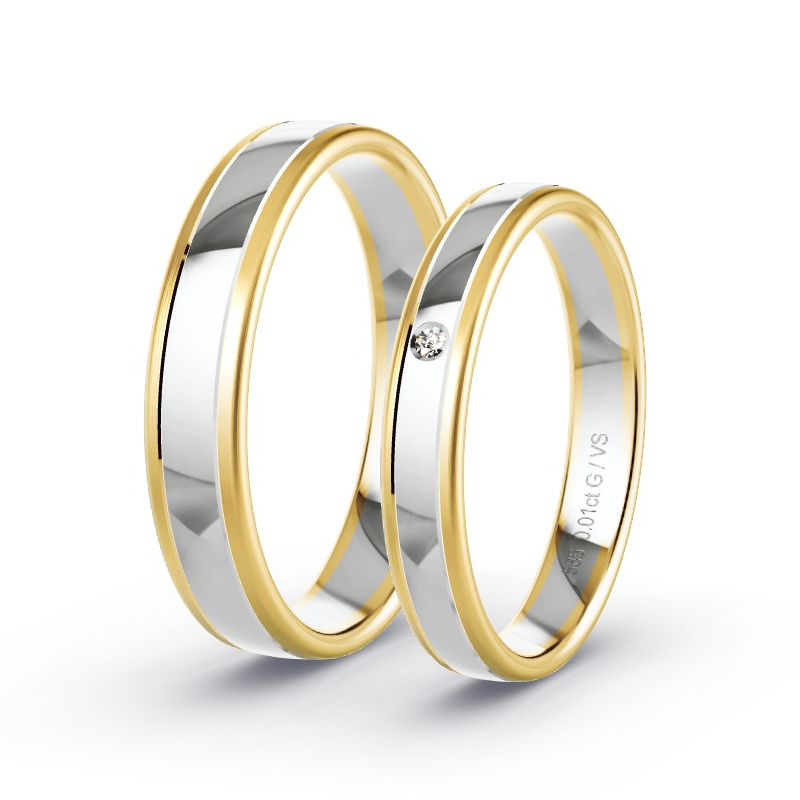 Wedding Rings Yellow Gold/White Gold - 0.01ct Diamonds - Model N°1641 Wedding Rings Yellow Gold/White Gold - 0.01ct Diamonds - Model N°1641