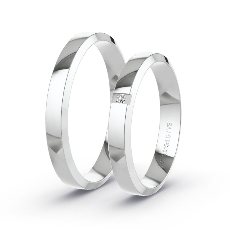 Wedding Rings White Gold - 0.015ct Diamonds - Model N°1644 Wedding Rings White Gold - 0.015ct Diamonds - Model N°1644