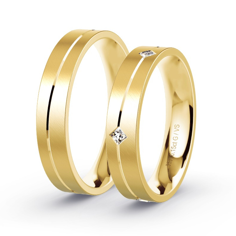 Wedding Rings Yellow Gold - 0.15ct Diamonds - Model N°1648 Wedding Rings Yellow Gold - 0.15ct Diamonds - Model N°1648