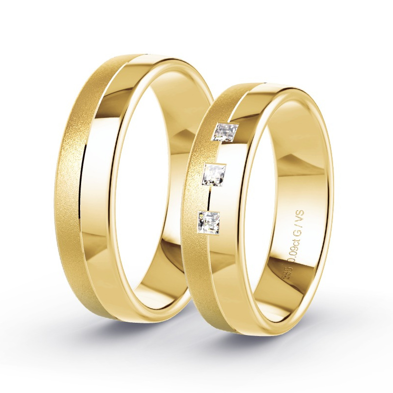 Wedding Rings Yellow Gold - 0.09ct Diamonds - Model N°1655 Wedding Rings Yellow Gold - 0.09ct Diamonds - Model N°1655