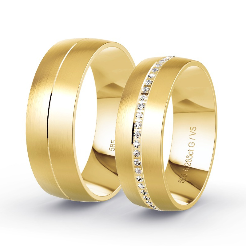 Wedding Rings Yellow Gold - 0.265ct Diamonds - Model N°1664 Wedding Rings Yellow Gold - 0.265ct Diamonds - Model N°1664