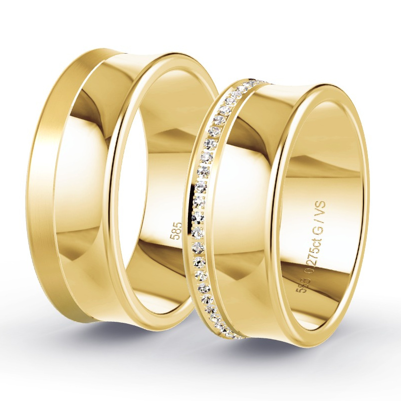 Wedding Rings Yellow Gold - 0.28ct Diamonds - Model N°1666 Wedding Rings Yellow Gold - 0.28ct Diamonds - Model N°1666