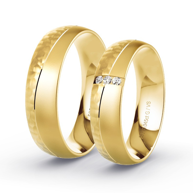 Wedding Rings Yellow Gold - 0.045ct Diamonds - Model N°1673 Wedding Rings Yellow Gold - 0.045ct Diamonds - Model N°1673