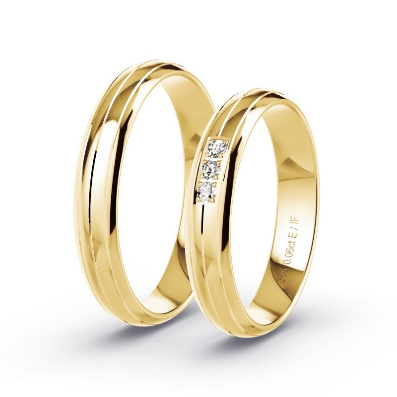 Wedding Rings Yellow Gold - 0.09ct Diamonds - Model N°1674 Wedding Rings Yellow Gold - 0.09ct Diamonds - Model N°1674