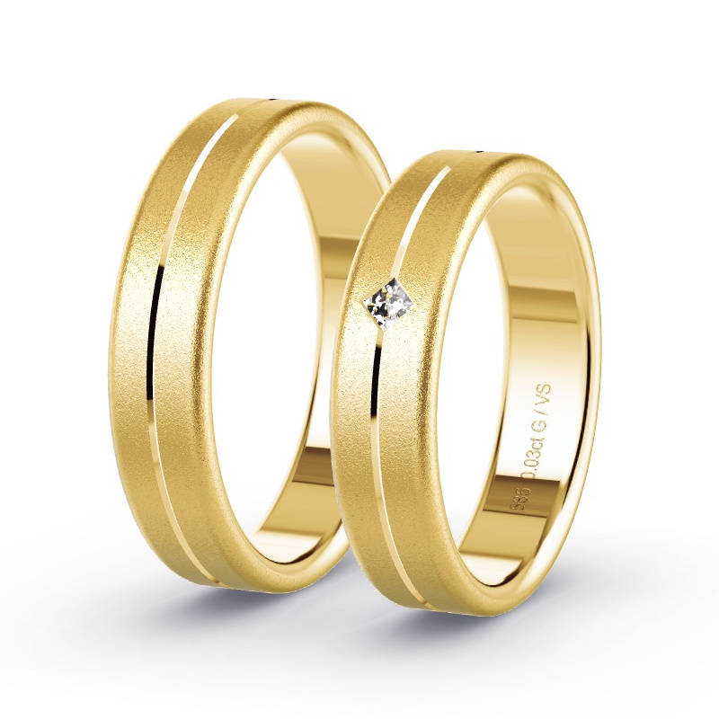 Wedding Rings Yellow Gold - 0.03ct Diamonds - Model N°1677 Wedding Rings Yellow Gold - 0.03ct Diamonds - Model N°1677