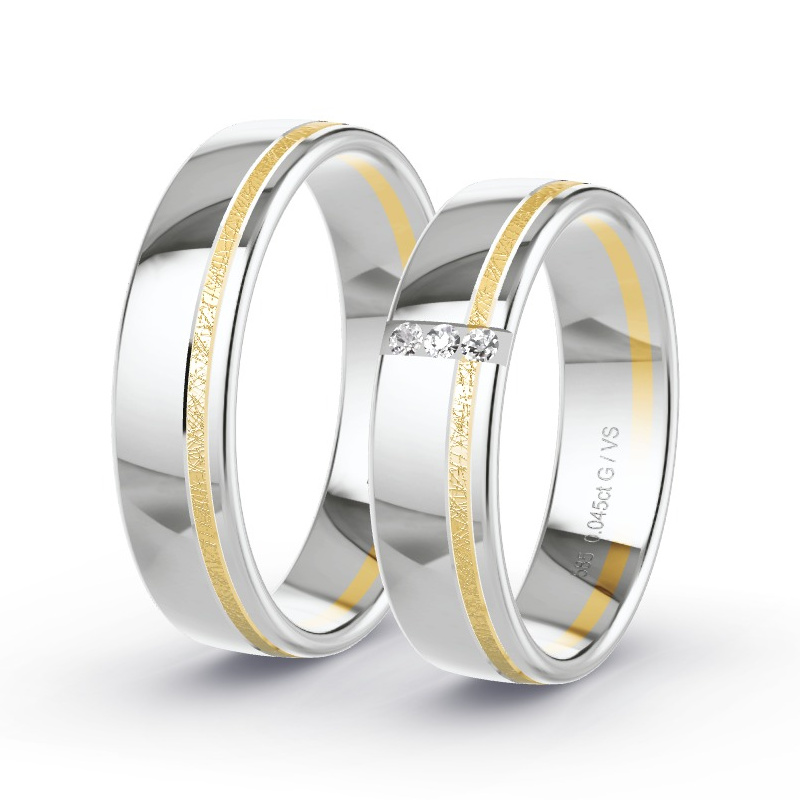 Wedding Rings Yellow Gold/White Gold - 0.045ct Diamonds - Model N°1680 Wedding Rings Yellow Gold/White Gold - 0.045ct Diamonds - Model N°1680