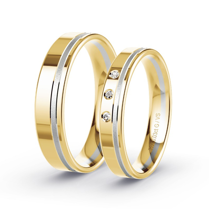 Wedding Rings Yellow Gold/White Gold - 0.03ct Diamonds - Model N°1681 Wedding Rings Yellow Gold/White Gold - 0.03ct Diamonds - Model N°1681