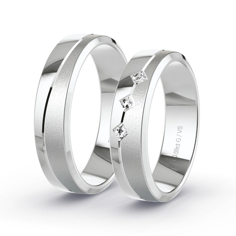 Wedding Rings White Gold - 0.09ct Diamonds - Model N°1682 Wedding Rings White Gold - 0.09ct Diamonds - Model N°1682