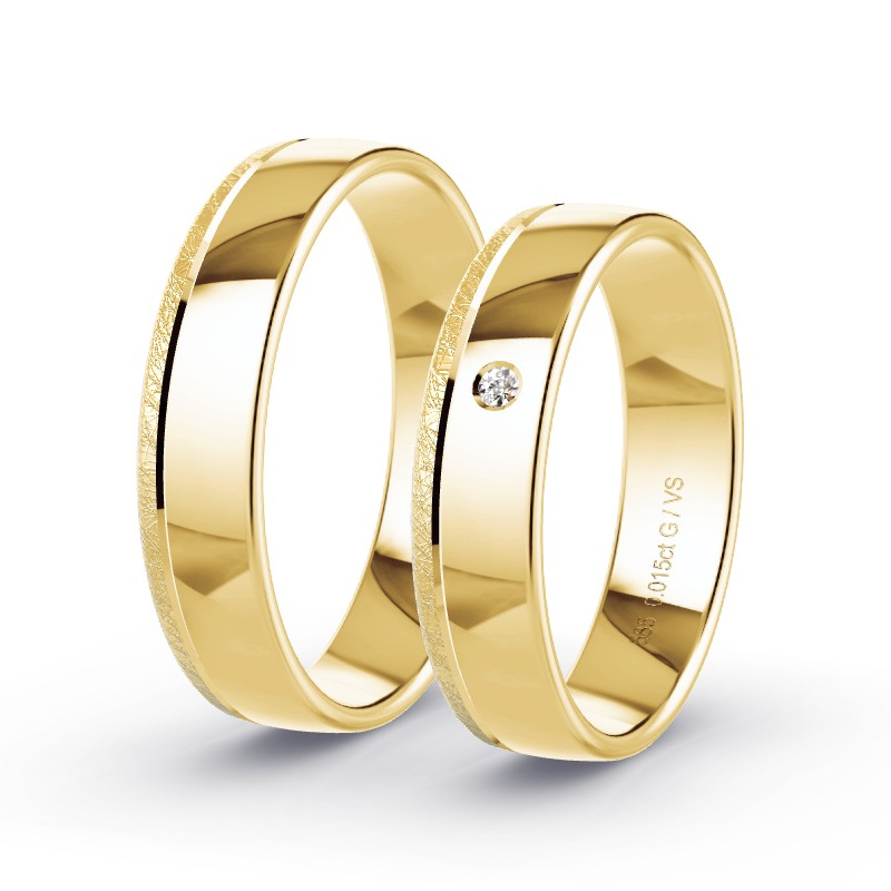 Wedding Rings Yellow Gold - 0.015ct Diamonds - Model N°1683 Wedding Rings Yellow Gold - 0.015ct Diamonds - Model N°1683