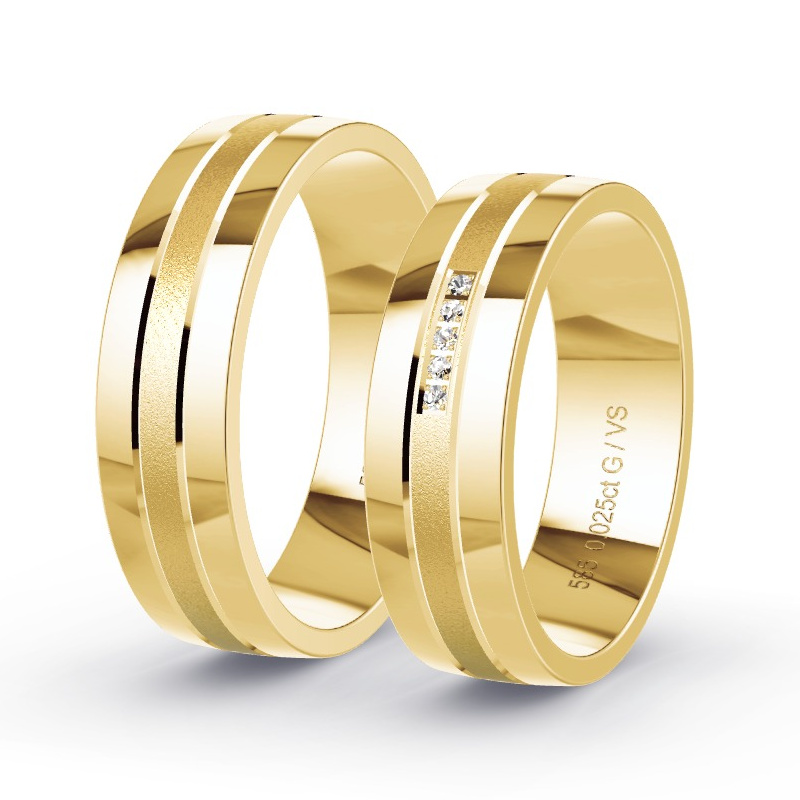 Wedding Rings Yellow Gold - 0.025ct Diamonds - Model N°1684 Wedding Rings Yellow Gold - 0.025ct Diamonds - Model N°1684