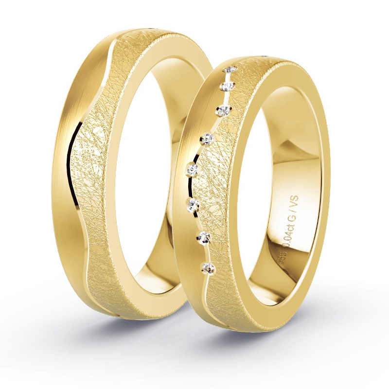 Wedding Rings Yellow Gold - 0.04ct Diamonds - Model N°1691 Wedding Rings Yellow Gold - 0.04ct Diamonds - Model N°1691
