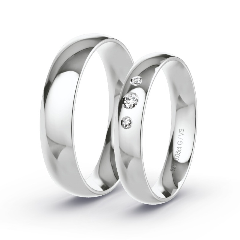 Wedding Rings White Gold - 0.05ct Diamonds - Model N°1709