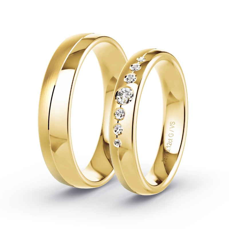 Wedding Rings Yellow Gold - 0.12ct Diamonds - Model N°1714 Wedding Rings Yellow Gold - 0.12ct Diamonds - Model N°1714