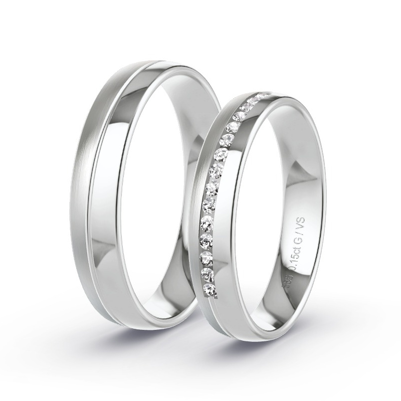 Wedding Rings White Gold - 0.15ct Diamonds - Model N°1719